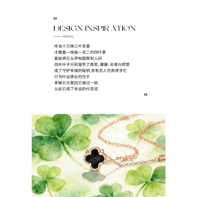 Women Fashion Four Leaf Clover Inlaid Zircon Pendant Clavicle Chain Necklace
