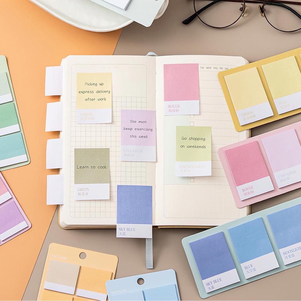 1/4 pièces Notes autocollantes dégradées de couleurs douces, étiquettes carrées, bloc-notes autocollant, agenda
