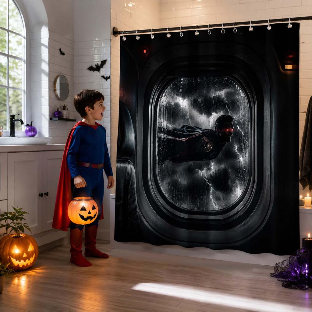 Halloween Pumpkin Ghost Skeleton Polyester Shower Curtain Bathroom Curtain Easy Install Durable Fade Resistant Customized Modern