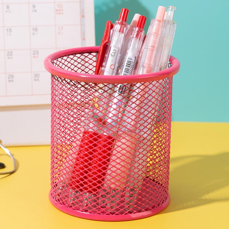 Stationery Pencil Bag Desktop Pencil Bag Creative Metal Mesh Hollow Design Student Color Pencil Large Capacity Pencil Bag