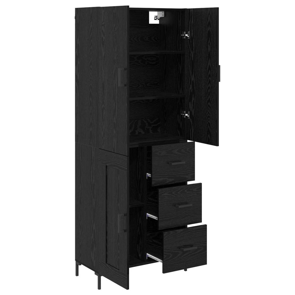 Highboard Black Oak Effect 69.5 x 34 x 180 cm Particleboard