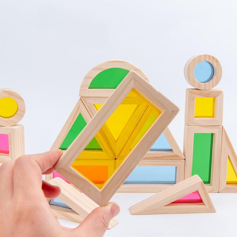 Montessori Colorful Acrylic Translucent Blocks for Light Sensory Play & Kindergarten Teaching