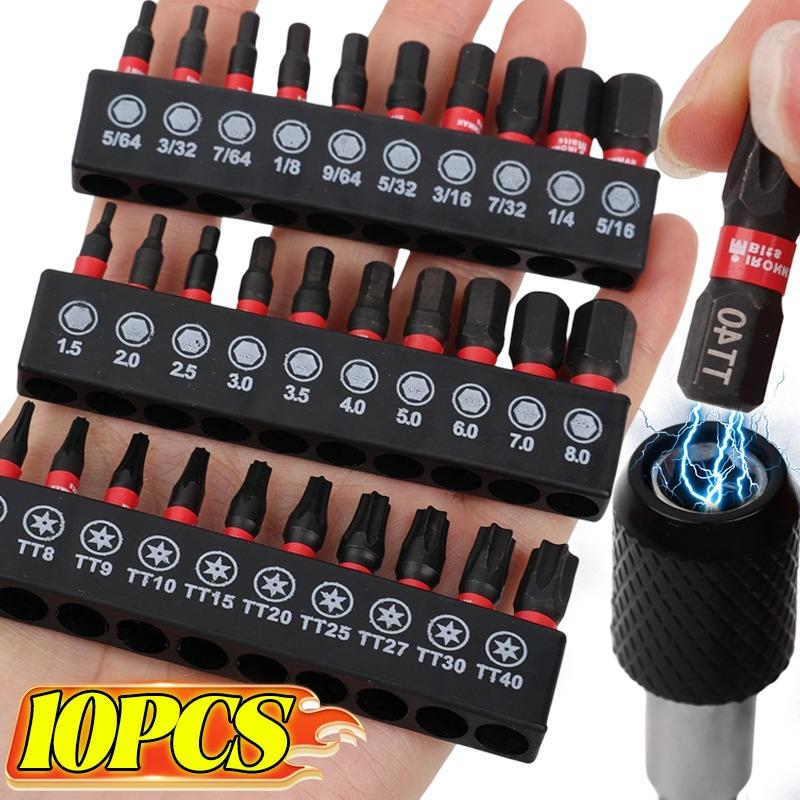 10PCS Magnetic Hex Bits Set Universal Square Screwdriver Kit Tough Alloy Steel Magnetic Head Tools Household Workshop DIY Repair