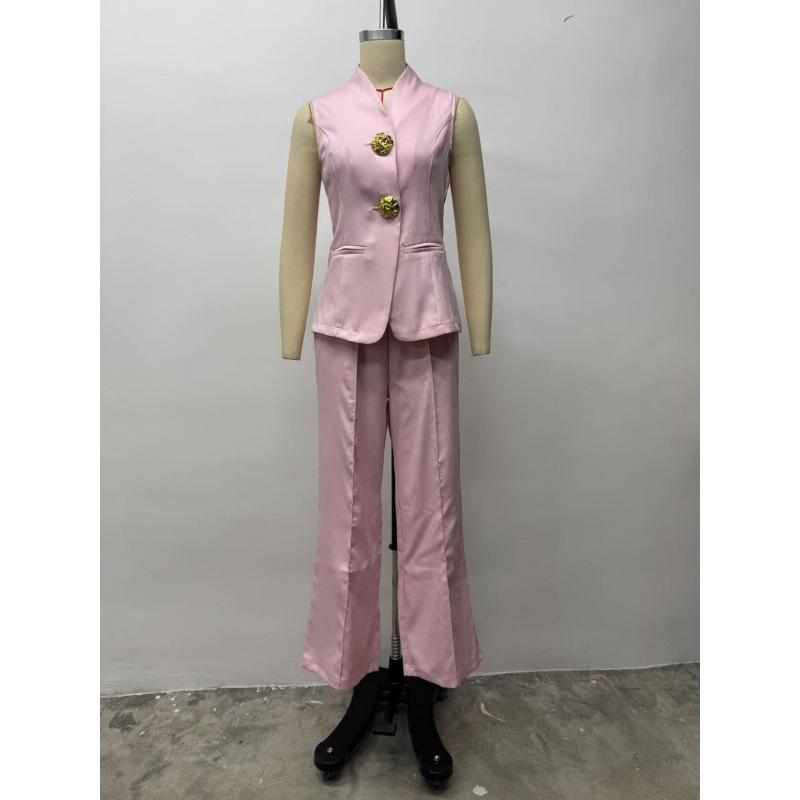 2025 summer women s clothing European and American cross-border casual fashion sleeveless temperament workplace commuter suit trousers suit XS