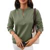 Women's Quarter Zip Sweatshirt Long Sleeve Textured Loose Pullover Solid Color Casual Top Autumn Winter
