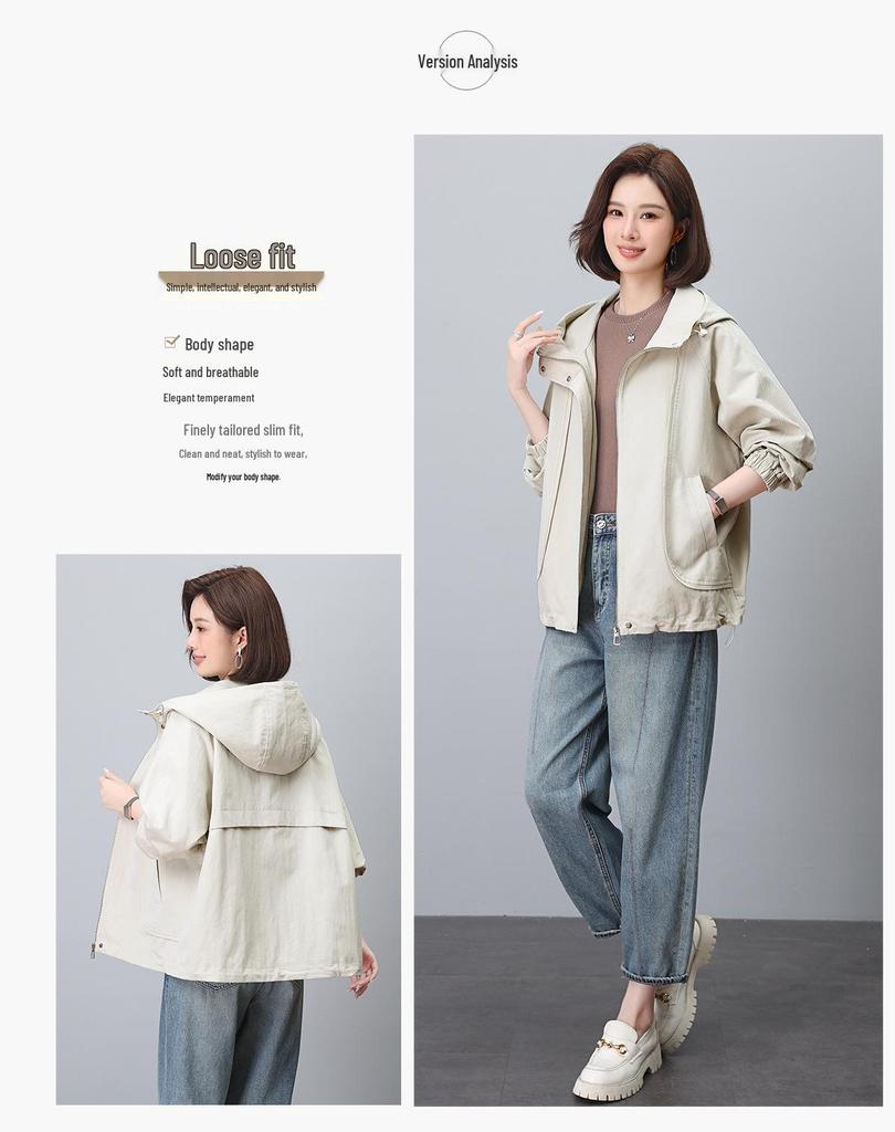 2024 Frühling & Herbst Damen Kapuzenjacke: Modisch, Lässig, Lockere Passform für Mittelalte & Ältere