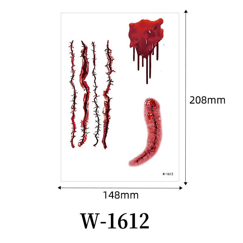 

1 Sheets Halloween Scar Tattoos Stickers Temporary Bloodstain Wound Costume Festival Celebration Make Up Arm Face Tattoo