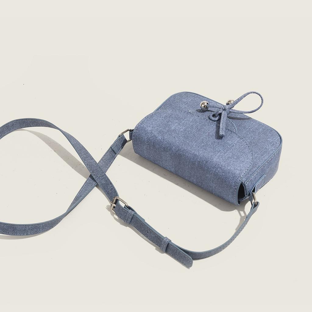 Women's Bag Niche Design Bowknot New Denim Small Square Bag Single Shoulder Fashion Trend Crossbody Bag
