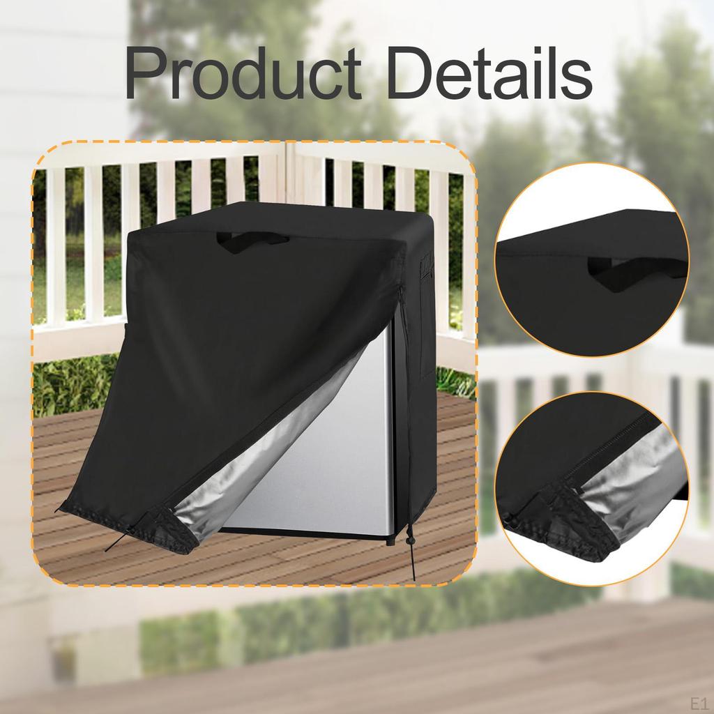 Compact Refrigerator Cover Waterproof Sun Resistant 210D Oxford Black Outdoor Upright Freezer