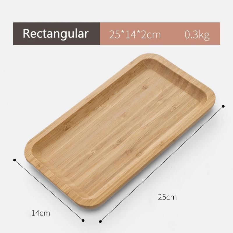 Japanese Style Bamboo Tea Tray Rectangular and Round Serving Trays Kitchen Platter Food Plate for Snacks Dessert and Breakfast