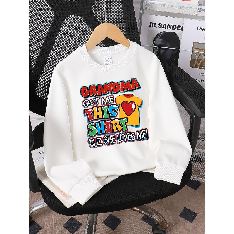 Kids Sweatshirt,Sweatshirt with a Crew Neck, Featuring a Design That Celebrates Grandma'S Love. This Stylish Top Is Perfect for Autumn And Winter