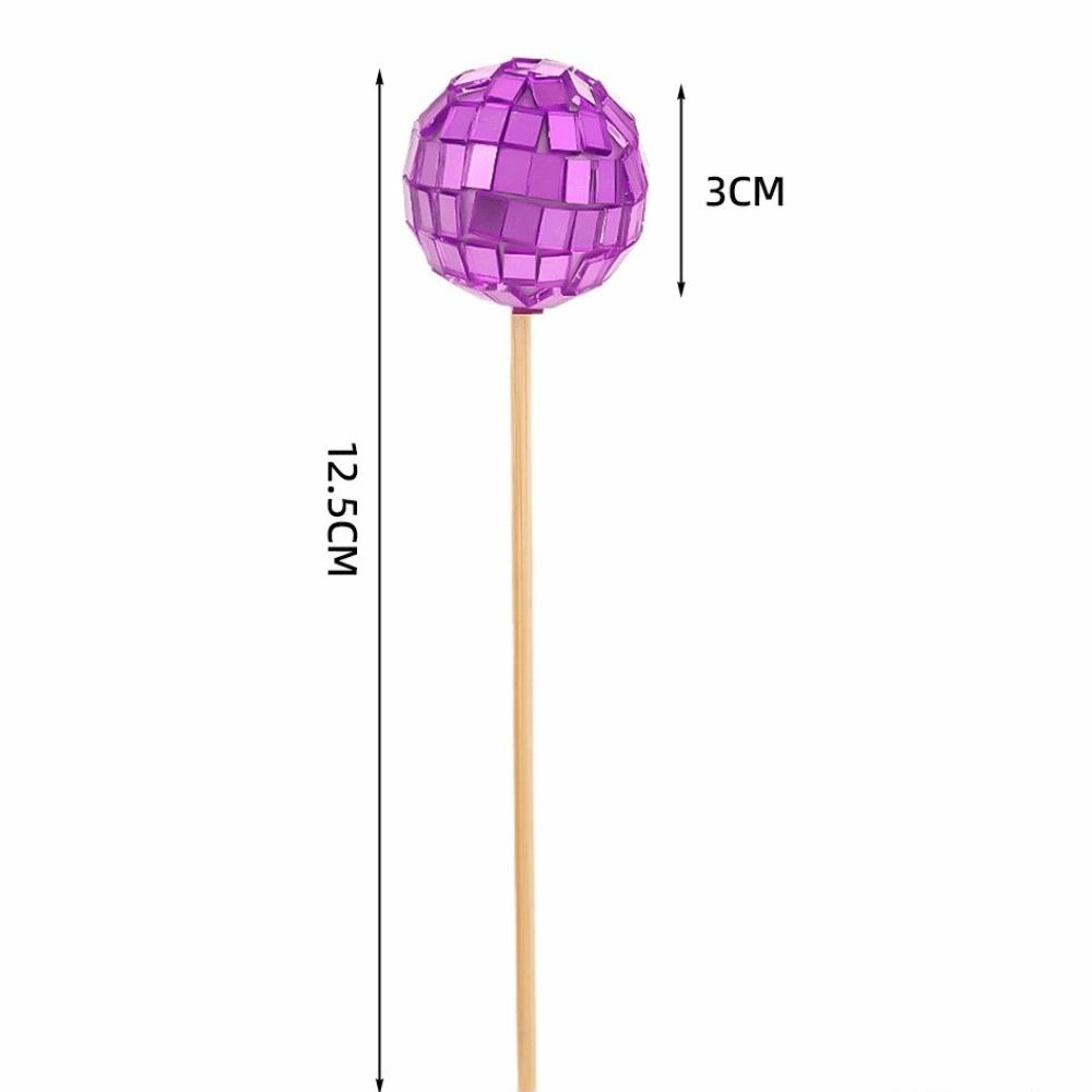 New Retro Disco Ball Cake Toppers 70s 80s Style 3cm Disco Mirror Ball Baking With Wooden Stick Cake Decoration Carnival Party