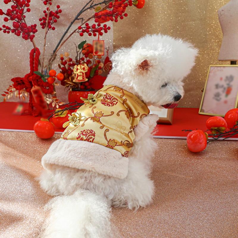 Pet Dog Cat Winter Warm Cotton Coat Small Breeds Festive Red Outfit XS To XL