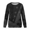 Women's Round Neck Tops Cotton Women's Casual Fashion Nationality Print  Long Sleeve O-Neck Pullover Top Blouse