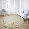 Flower and Bird Illustration Round Rug Pink Peach Blossom Carpet for Living Room Bedroom Floral Chair Rugs Non-slip Floor Mat