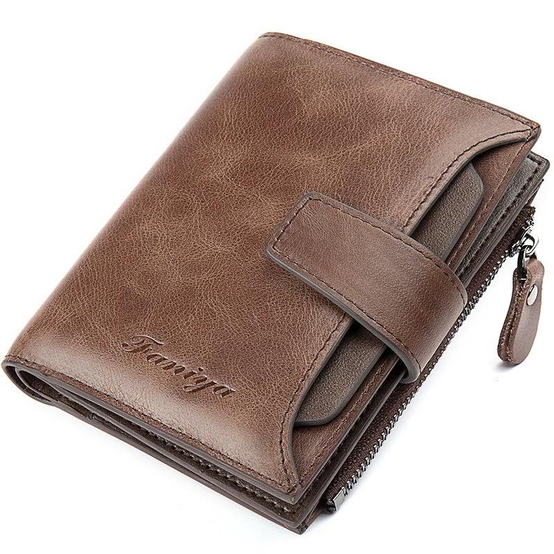 Carteira Masculina Couro PU Curta Vintage Multi-cartão Curta Couro Encerado a Óleo Porta-moedas Pop Caixa de Presente Presente