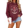 Women's Christmas Sweatshirt Casual Letter Polka Dot Color Block Pullover for Holiday