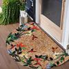 1Pcs Autumn Marble Flower Pattern Semi Circle Welcome Doormat Non Slip for Outdoor Patio Porch Kitchen Bathroom Entryway Floor
