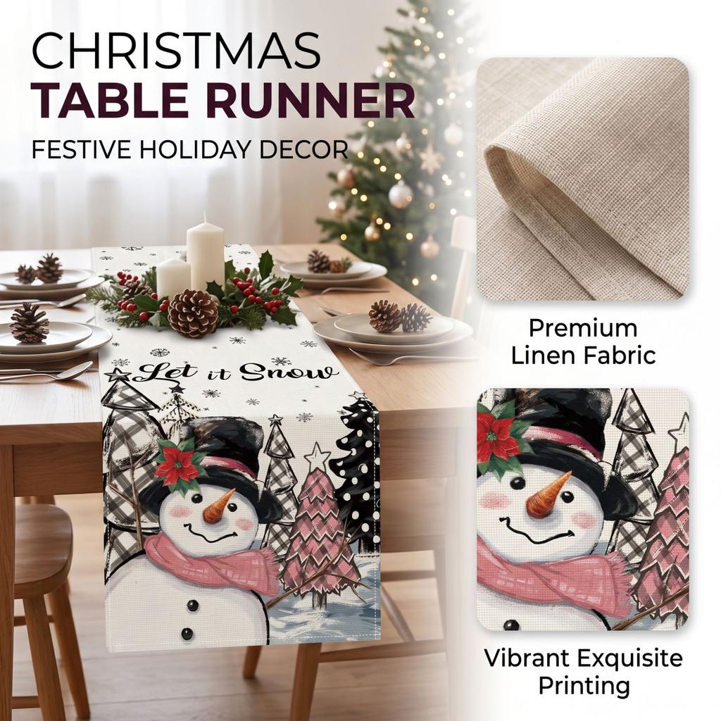 Christmas Table Runner Holiday Home Decor Long Dining Table Cover Cloth for Festive Dining