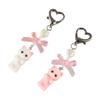 Cartoon Cat Pendant Keychain Flocking Animals Pendant Key Chain Heart Bow Shaped Key Ring  Girls