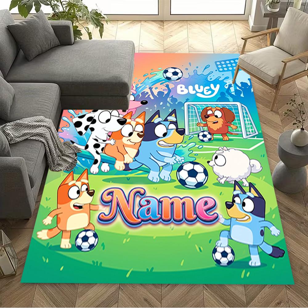 Bluey Friends Adventure Customizable Name Area Rug Suitable for Decorate room Hallway Balcony Game Room Anti-slip Rug Decorate Offices