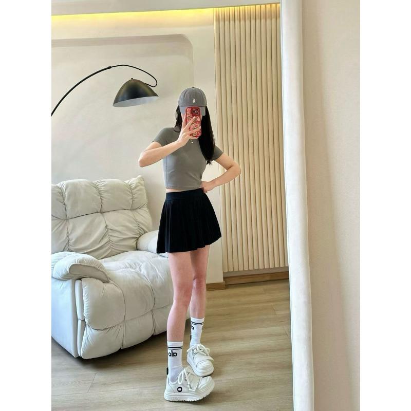 Al Light O Thin Quick-drying Slim-fitting Small Short-sleeved Nude Simple High-waisted White Round Casual Collar T-shirt Women