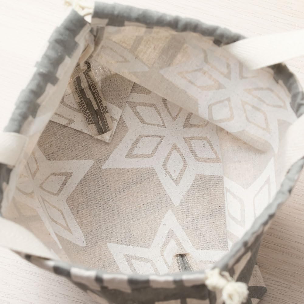 Bento Koushi 30cm Wide x 17cm High x 10cm 15cm Made in Japanese with &NE Bag, Gray, Deep, Handle, Japan, Pattern, Washable, Gusset, NHK-287-KSGY