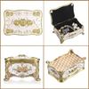 Zinc Alloy Jewelry Box with Artistic Rose Engraving Soft Plush Lining and Easy Open Mechanism for Home Decoration