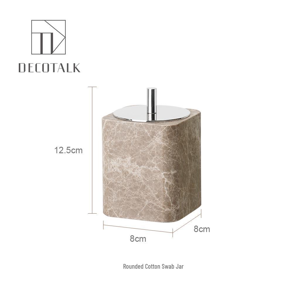 DecoTalk Wabi-Sabi Marble Bathroom Set: Matte Washbasin, Aroma Diffuser, Tissue Box