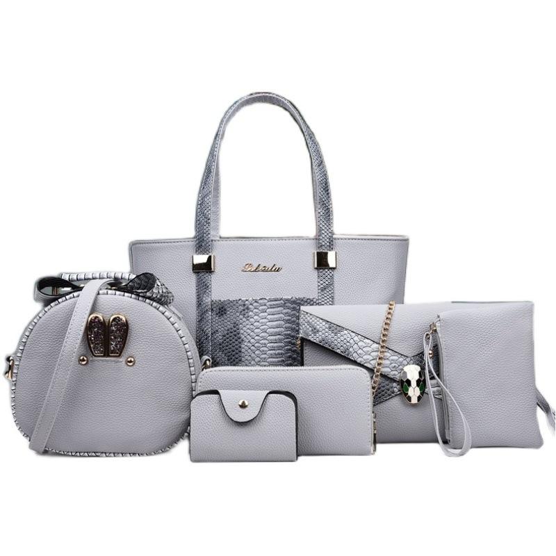 New Fashion Trend Classic Embossed Snake Pattern Shoulder Handbag Six-piece Oblique Span Bag Women's Bag