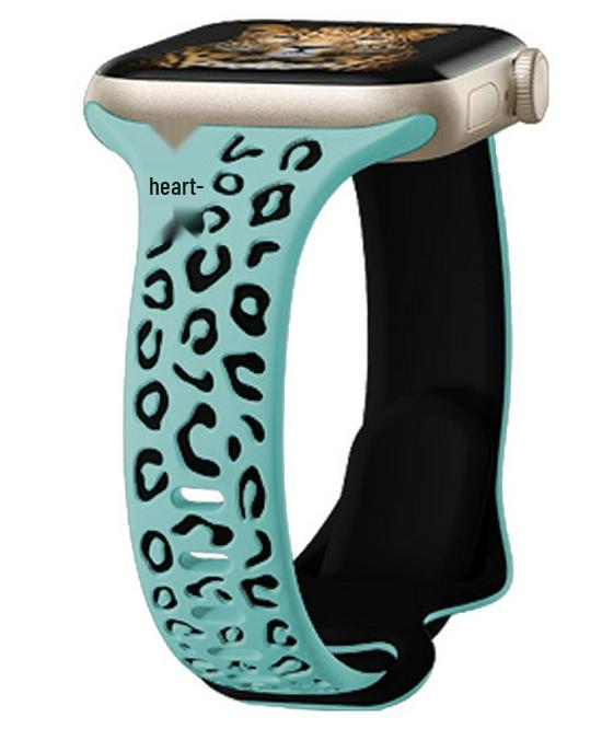 Dual-Color Leopard Print Silicone Strap for Apple Watch (Compatible with Series 1-9)