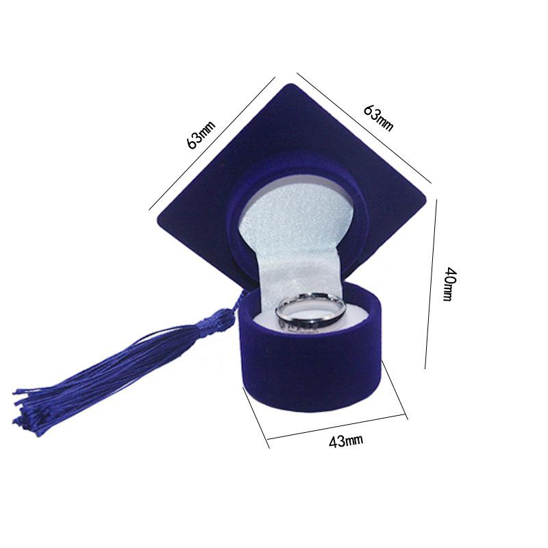 Samt Ringbox Abschluss Bachelorhut Schmuckverpackungsbox Hochzeit Verlobung Ohrringbox Abschlussgeschenk Schmuckorganizer