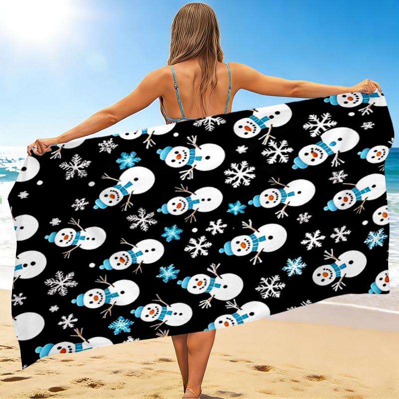 1Pc Winter Snowman Beach Towel Quick Dry Multiuse For Beach Pool Gym Yoga Home Travel Christmas Halloween Xmas Gift S146