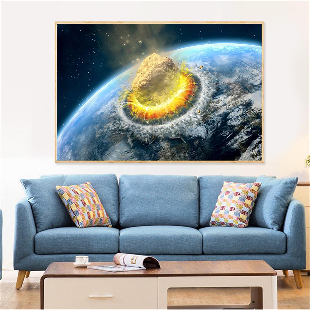 Universe Earth Meteorite Posters and Prins Galaxy Stars Astronaut Planet Hole Space Wall Pictures for Living Room Decoration