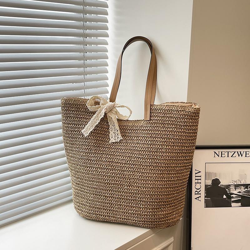 Large Capacity Bag Women's Summer New Casual Shoulder Woven Straw Bag Commuter Vacation Beach Bag