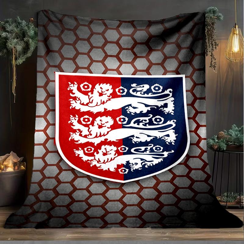 1PC England Football Crest Printed Soft Flannel Blanket Throw for Adult Bedroom Living Room Sofa Camping Travel Fan gifts Christmas Gifts