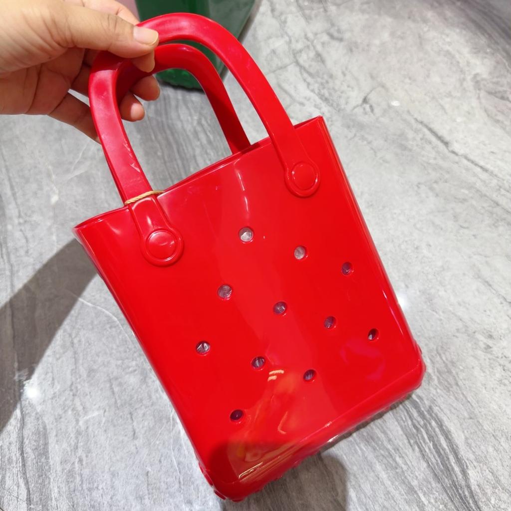 Borsa Gelatina Borsa con Fori Fai da Te Borsa da Donna Macaron Cesto da Spiaggia per Bucato Borsa in Pvc