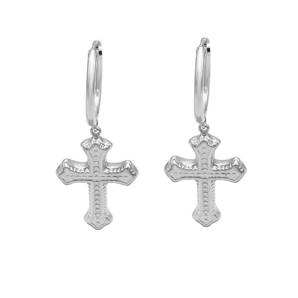 Vintage Cross Pendant Earrings Premium Sense 18K Simple Women'S Titanium Steel Earrings