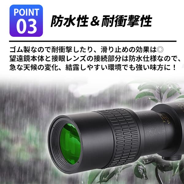 Wellvie BAK4 Prism Monocular Telescope, 10-300x40 Zoom, Anti-Shake, Shockproof, Lightweight, with Tripod, 10x to 300x Magnification, FMC, Waterproof,