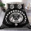Geheimnisvolles Schwarze Katze Bettbezug-Set Gothic Schwarze Katze Bettwäsche-Set Doppelbett Dreiteiliges Set