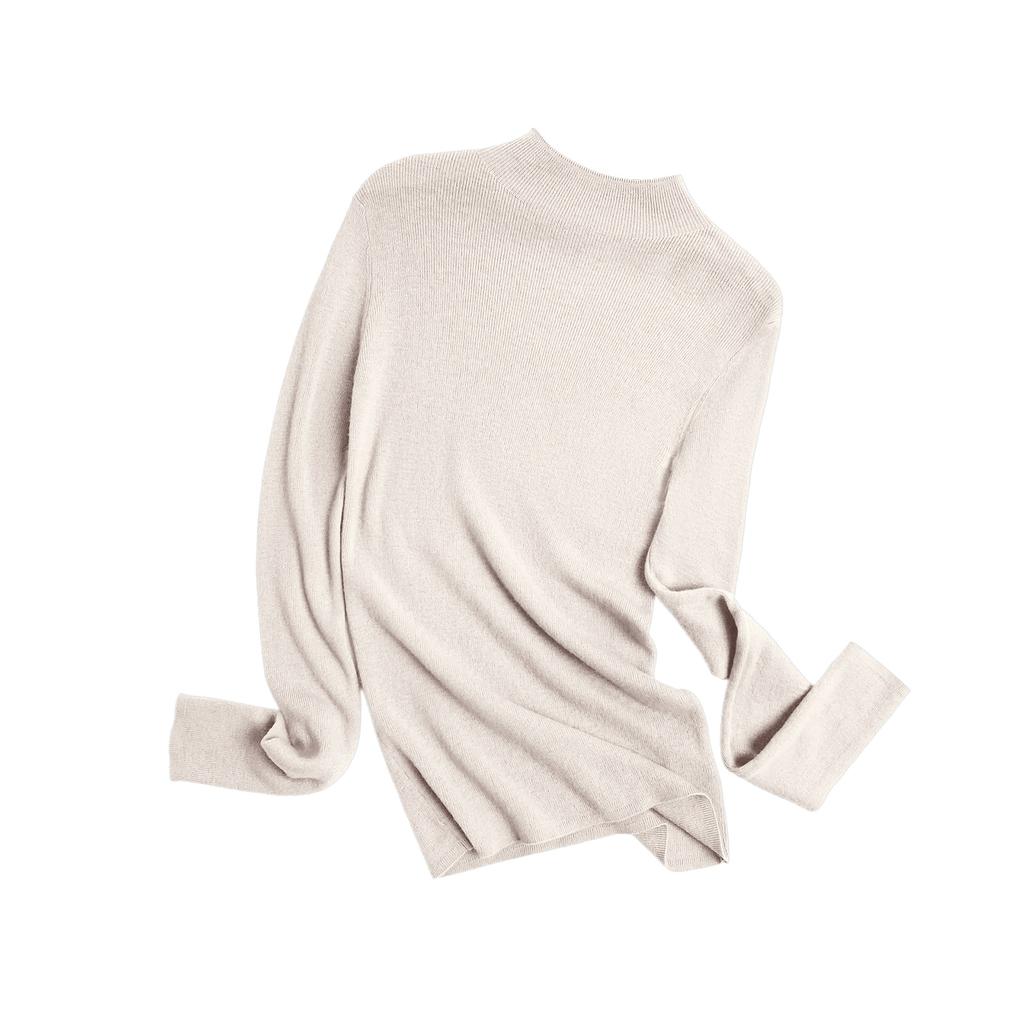 Women's Casual Round Neck Base Layer Knitted Long Sleeve Solid Color Sweater