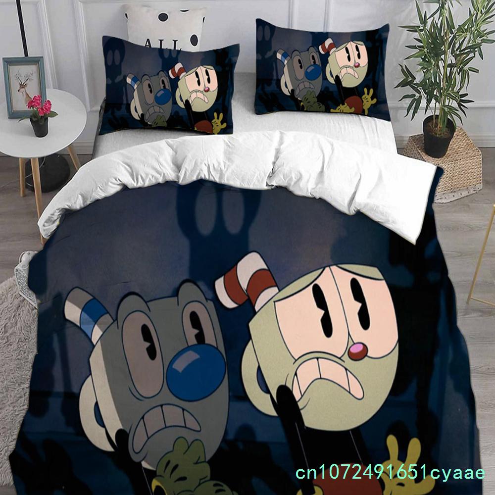 Game Cartoon Cuphead Bedding Sets Comforter Quilt Bed Cover Duvet Cover Pillow Case 2-3 Pieces Sets Kids Adult Size