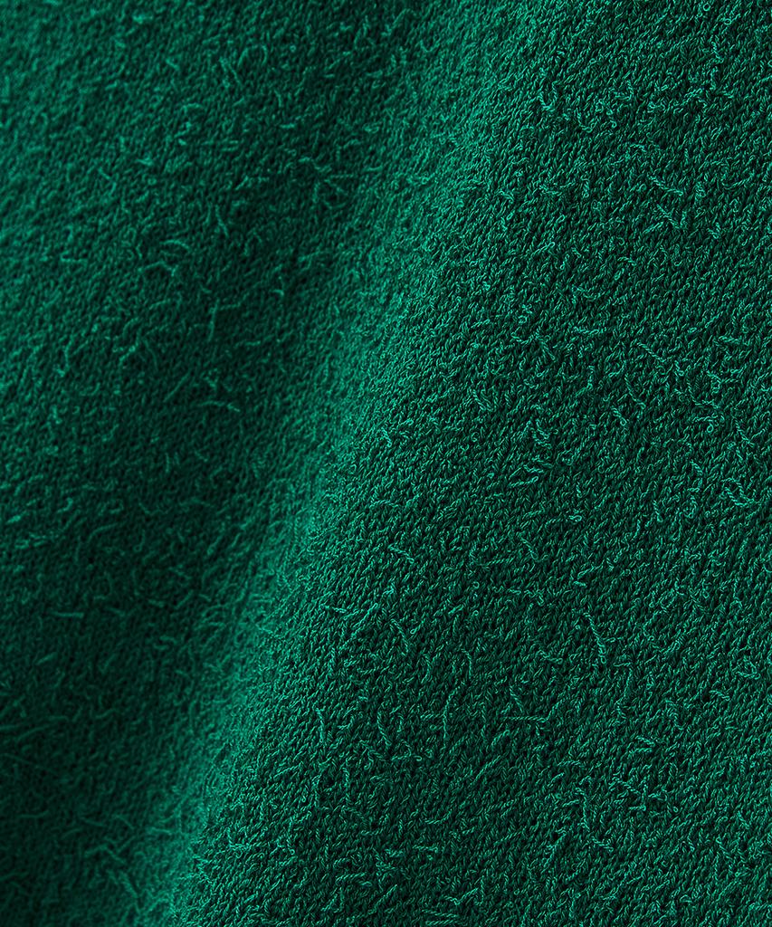 BLOND9 Tail Yarn Open Collar Short Sleeve Knit_Green