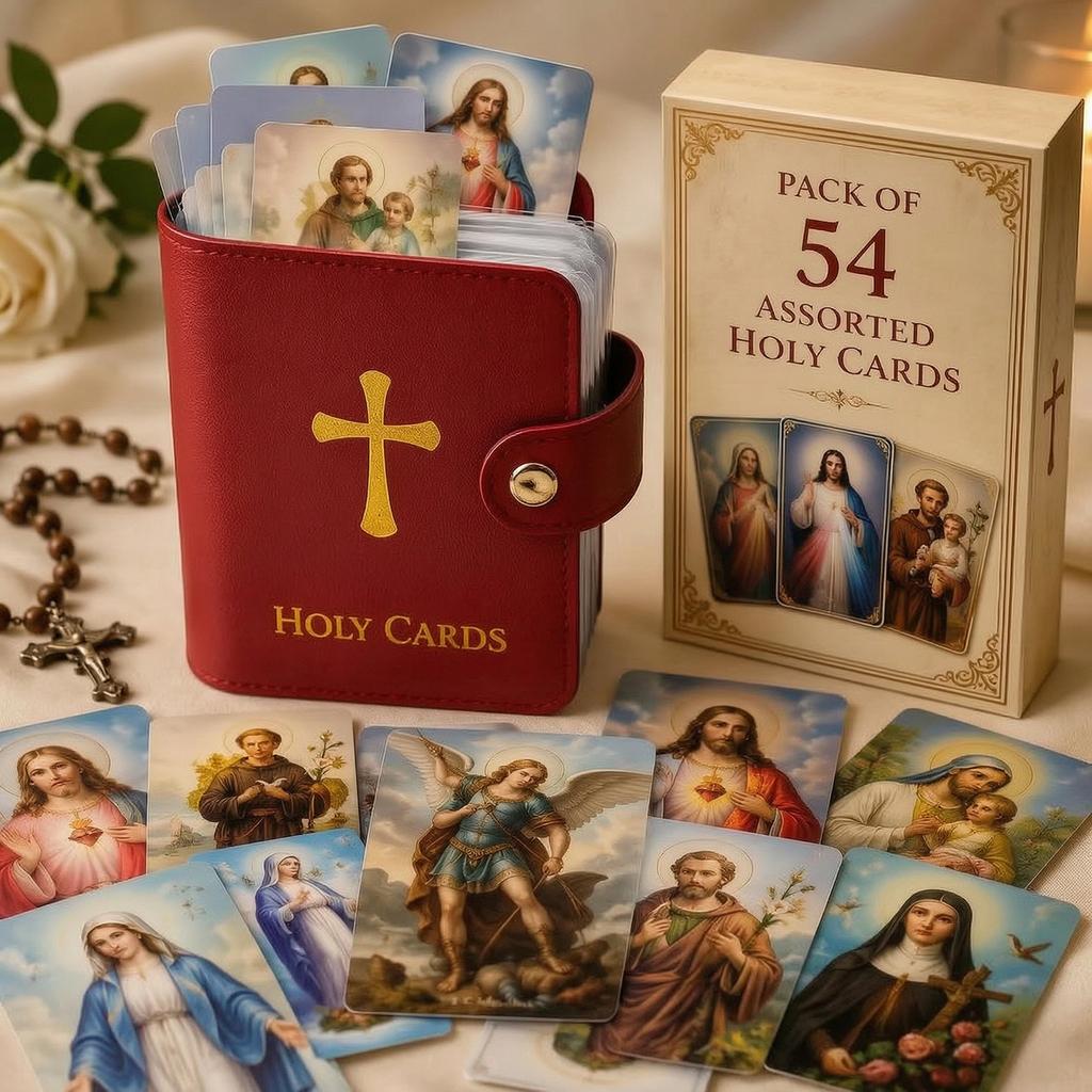 Kompakter Taschen-Gebetskarten-Organizer mit Druckknopfverschluss Mini-Heiligenkarten-Geldbörse Mehrzweck für Gottesdienst/Beerdigung/Anima/Kreuz