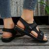 Sandals 2024 Summer New Wedge Sandals Magic Button Platform Shoes Large Size Casual Solid Color Beach Shoes
