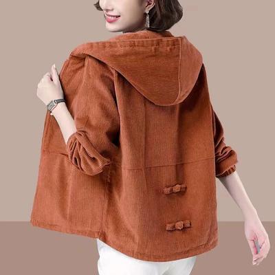 Women's Hooded Jacket Women Spring Loose Casual Zipper Coat PLUS Size