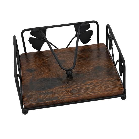 Napkin Holder with Anti-Slip And Weighted Wooden Base Arm
