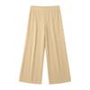 Women's Color Elastic Waist Loose Fit Wide Leg Casual Pants for Daily Wear