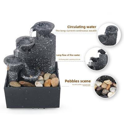 Circulating Water Flow Water Fountain Battery/Plugged In ABS Flowing Water Ornaments Micro Landscape Chinese Fengshui Waterfalls