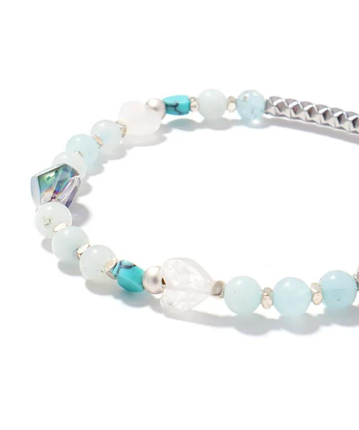 Ocean Heart Aquamarine Bracelet (PLT-BR-142_SKB)